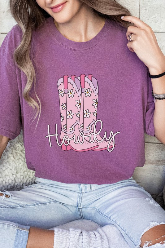 Howdy Cowboy Boot Country Western Graphic Tee