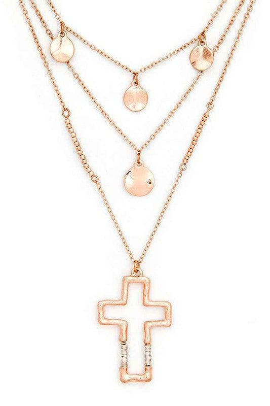 Cross Pendant Layered Necklace