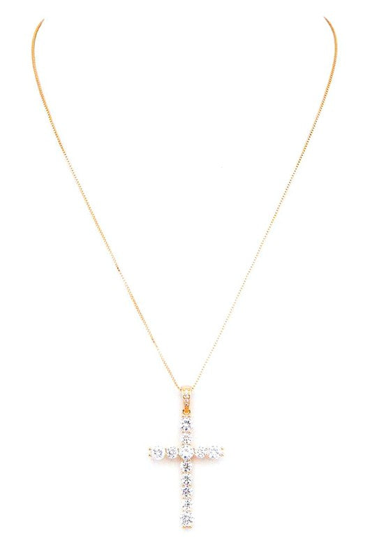 CZ Cross Pendant Necklace