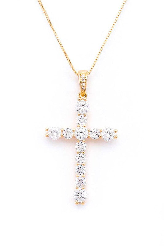 CZ Cross Pendant Necklace