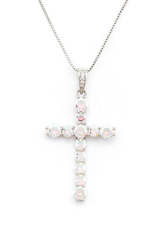 CZ Cross Pendant Necklace