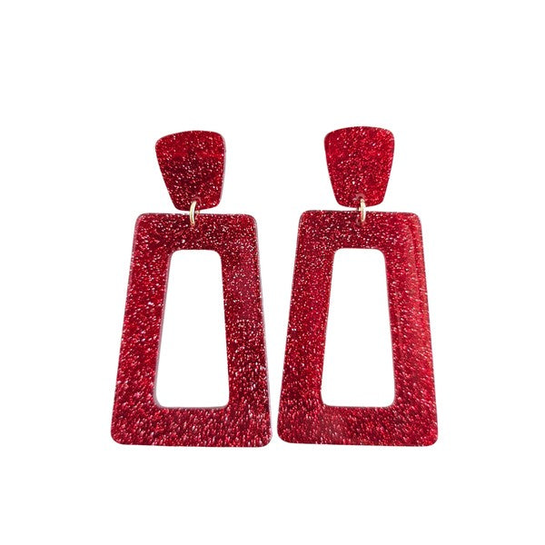 Avery Earrings - Red Glitter