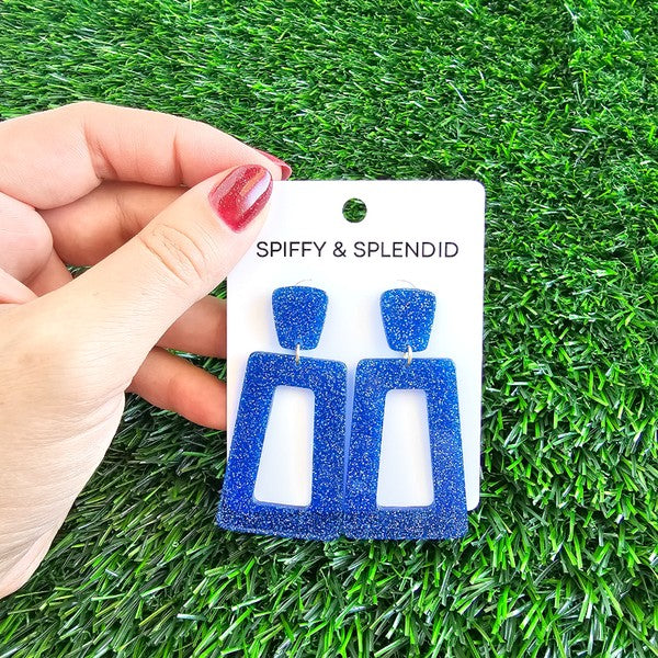 Avery Earrings - Blue Glitter