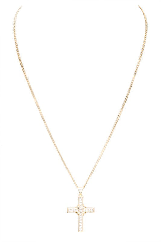 CZ Cross Pendant Necklace