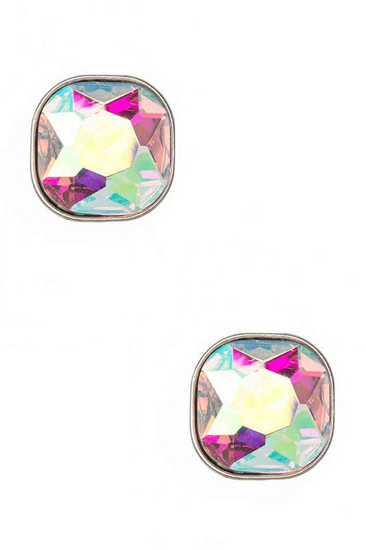 Crystal Square Stud Earrings