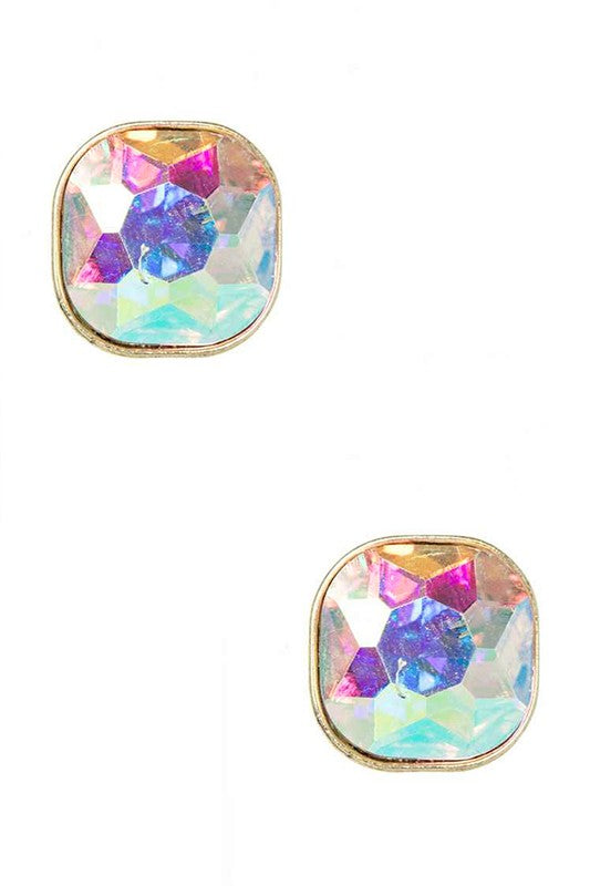 Crystal Square Stud Earrings