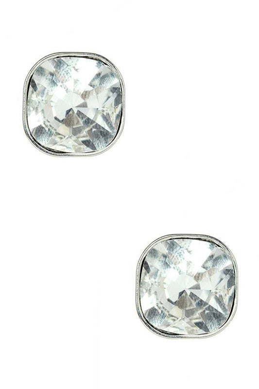 Crystal Square Stud Earrings