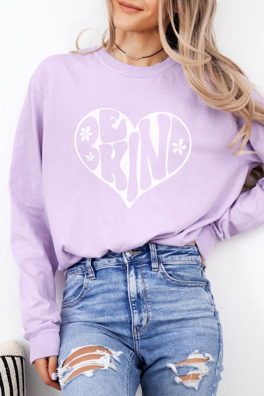 Be Kind Heart Comfort Colors Long Sleeve PLUS