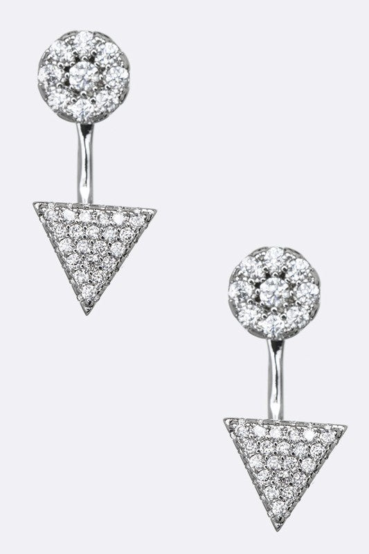 CZ Dangling Triangle Front & Back Earrings