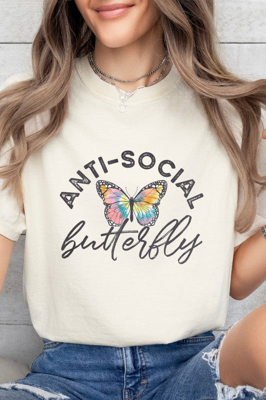 Anti-Social Butterfly Comfort Colors Tee PLUS