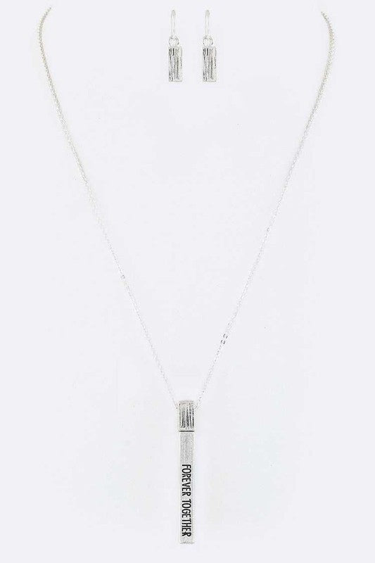 Forever Together Metal Bar Pendant Necklace Set