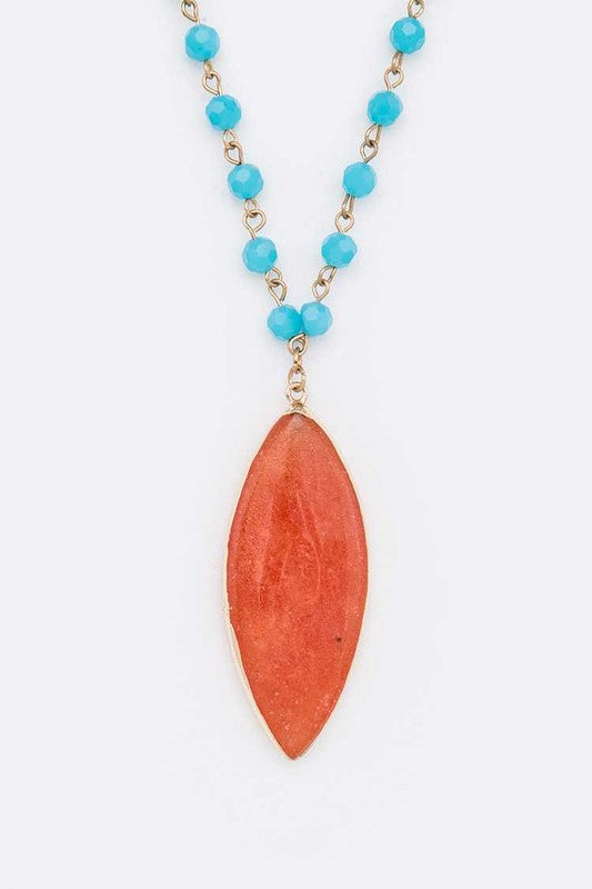 Beads & Precious Stone Pendant Necklace