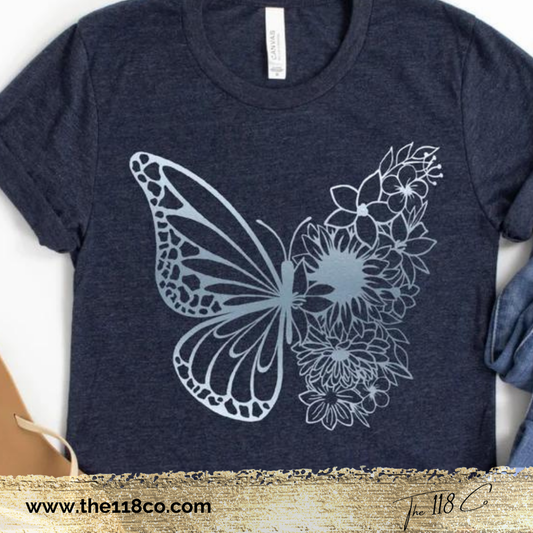 Blue Floral Butterfly