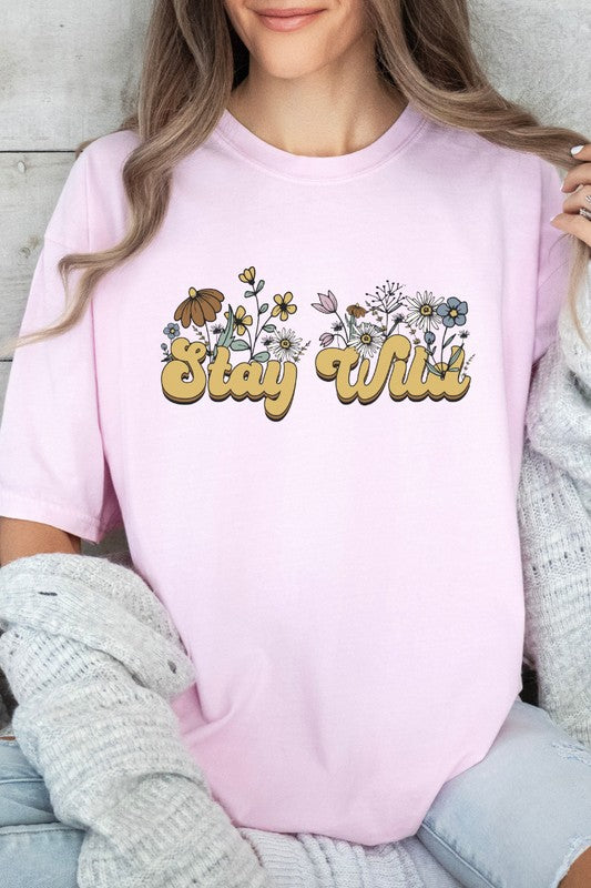 Stay Wild Floral Comfort Colors Graphic Tee PLUS