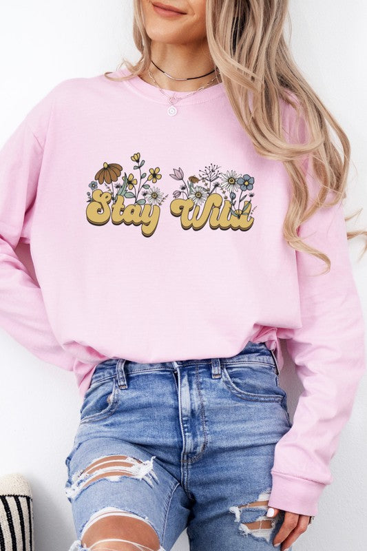 Stay Wild Floral Comfort Colors Long Sleeve Shirt