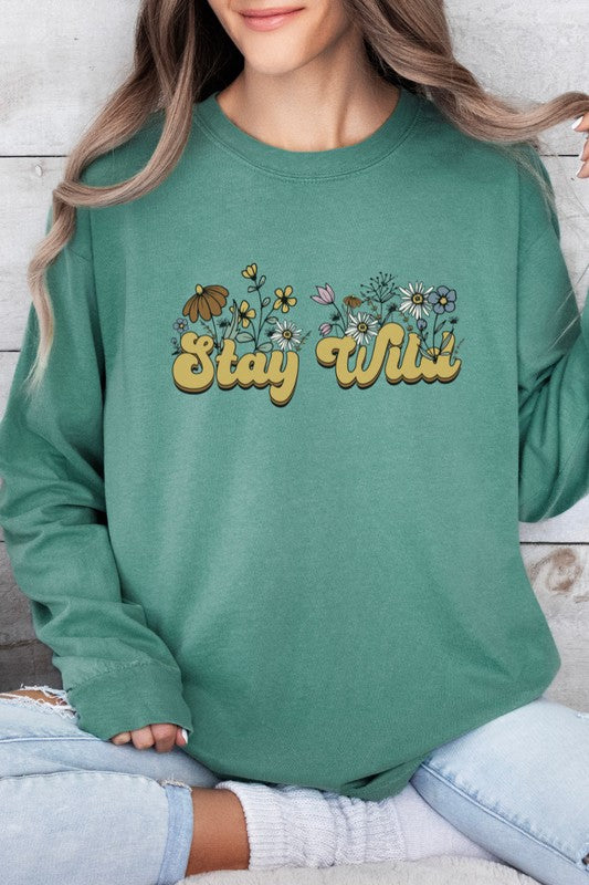 Stay Wild Floral Comfort Colors Long Sleeve Shirt